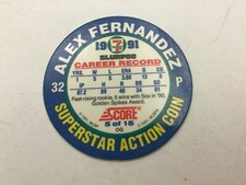 Baseball Score 1991 Slurpee 7-11 Superstar Action Coin  ALEX FERNANDEZ