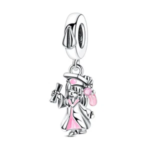 MULA 925 Silver Plated DIY Charm CZ Graduation Girl Pendant For Women Bracelet - Picture 1 of 8