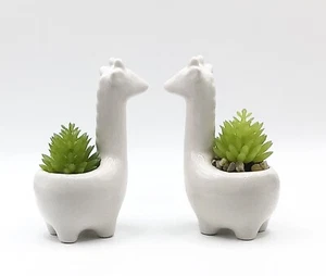 Juego de dos soportes para plantas jirafa cerámica suculenta realista imitación escritorio pequeño - Imagen 1 de 4
