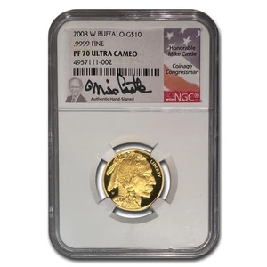 2008-W 1/4 oz Proof Gold Buffalo PF-70 NGC (Castle) - Picture 1 of 3