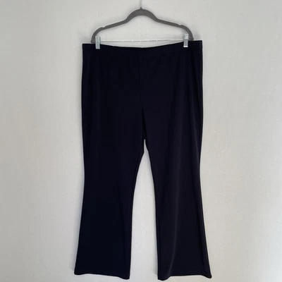 SUSAN GRAVER Size XL Liquid Knit Black Elastic Waist Pull On Boot Cut Pants - Image 1 of 4