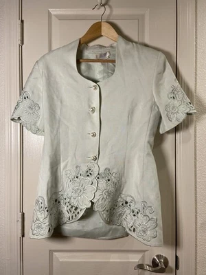 Traje Falda Verano Vintage I Magnin Años 50 100% Seda Verde Pastel Talla 12 Foto 1 de 4