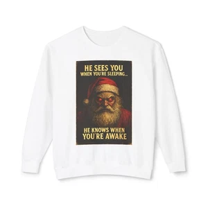 Sudadera Espeluznante Vintage Santa He Sees You When You’re Sleeping - Imagen 1 de 29