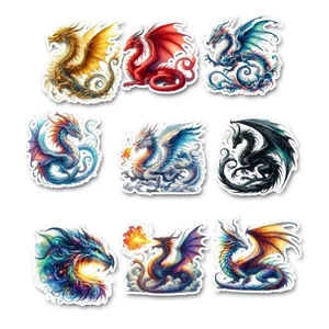 10 Fantasy Dragon Stickers Laptops Notebooks Journals Glossy Scrapbooking - Picture 1 of 3