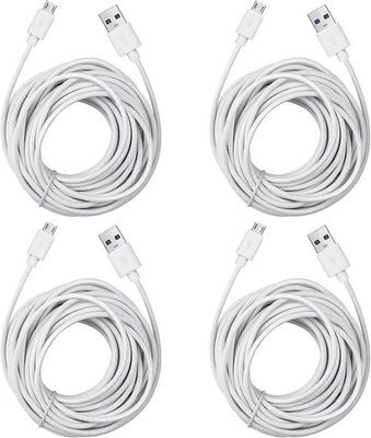 Smays 4-Pack 25ft Security Camera Micro USB Extension Cable Compatible White  - Image 1 of 4