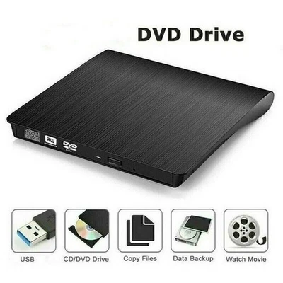 USB External Optical Drive DVD/CDRW Desktop Laptop Universal Slim CD Burner - Image 1 of 4