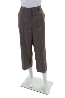 Pantalones cortos plisados de tiro alto a cuadros combo chocolate talla 6 Renuar para mujer Foto 1 de 4