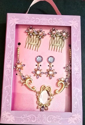 Conjunto de accesorios de disfraz de princesa Disney collar pendientes peines de pelo Rapunzel Foto 1 de 4