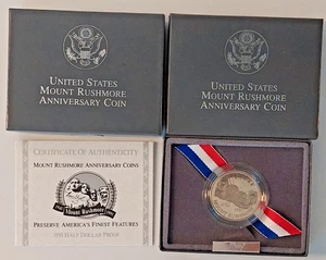 1991 S Mt Rushmore PROOF Half Dollar 50c COIN, CAPSULE, BOX & COA INCL *LOT OF 2 - Picture 1 of 1
