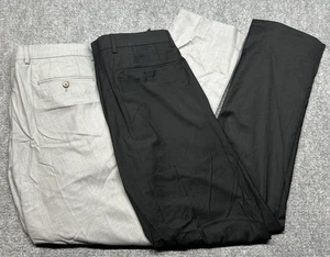 LRL Ralph Lauren Dress Pants Lot of 2 Mens 32X32 Flat Front Gray Black Stretch - Picture 1 of 24