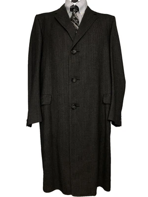 VTG 1950's Hart Schaffner & Marx Classic Gray Tweed Suit Long Overcoat 48” Chest - Image 1 of 4