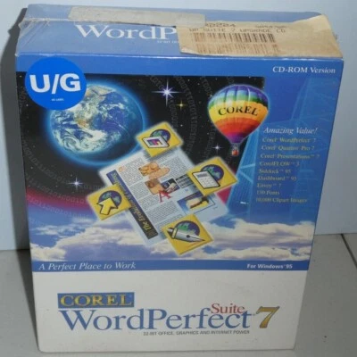 corel wordperfect suite 7 big box pc new sealed cd-rom version win95 - Image 1 of 4