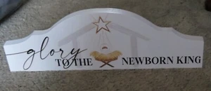 Letrero de escritorio de estante de madera Natavity Christmas Glory to the Newborn King - Imagen 1 de 4