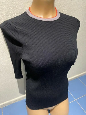 Suéter 360 Hilo Italiano Negro Rayas Borde Manga 1/2 Suéter - Para Mujer Jrs L Foto 1 de 4