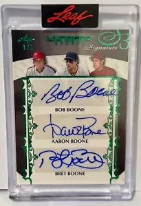 RARE 1/1 TRIPLE AUTO BOB BOONE AARON BOONE BRET BOONE 2024 Leaf Ultimate Sports - Picture 1 of 2