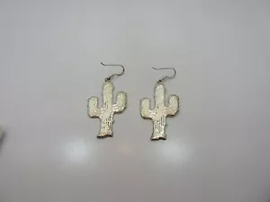 Sterling silver women HOOK dangle Drop cactus earring 925 NF - Picture 1 of 5