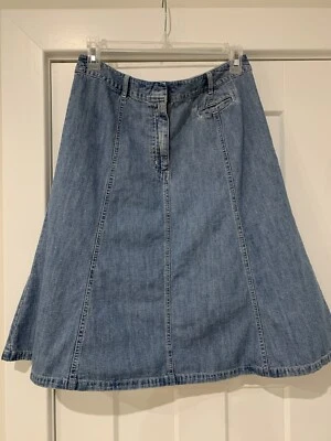 L.L. Falda acampanada azul lavado cambray algodón suave línea A Bean para mujer talla 10 Foto 1 de 4