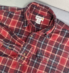 Carhartt Shirt Men's Extra Large Tall Red Plaid Flannel Workwear Button XLT - Picture 1 of 7
