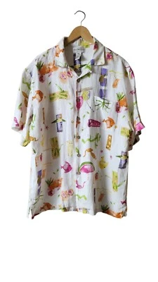 BALI PALMS 100% Linen Multicolor Shirt Summer Vacation Size-XXL - Image 1 of 3