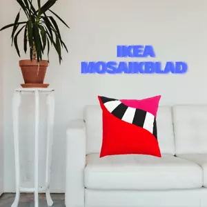 IKEA MOSAIKBLAD Cushion Cover GEOMETRIC SQUARE Red Pink Black 20X20" Pillow - Picture 1 of 1