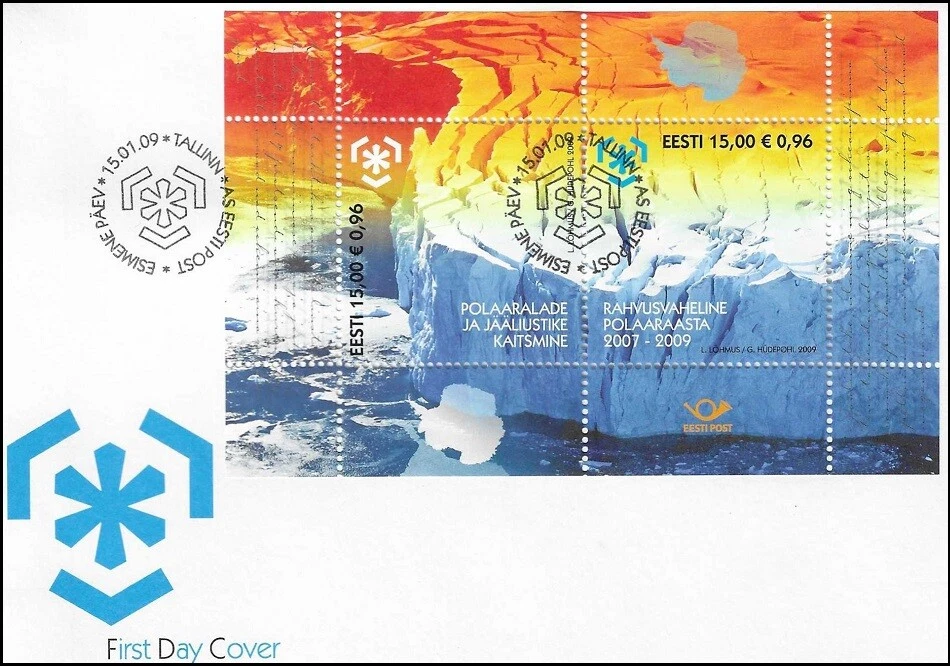 Protection Of Polar Areas Glaciers Campaign Rainbow Colors Estonia Mint FDC 2009 - Image 1 of 1