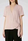 Designer REISS West wrap blouse size 6 --BRAND NEW-- ice rose short sleeve