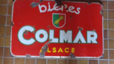 ANCIENNE PLAQUE EMAILLEE BIERE BRASSERIE COLMAR   ALSACE - Photo 1/2