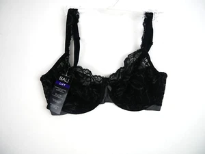 Bali Lace Desire Underwire Full-Coverage Lace Bra 34D NEW Black - Picture 1 of 4