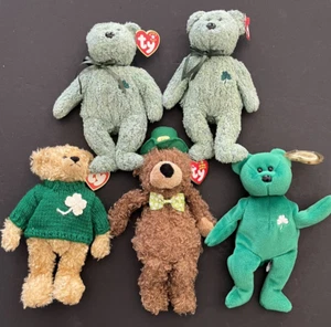 5 TY Beanie Babies St Patrick's Day Lucky O Day Erin Shamrock Blarney Bears - Picture 1 of 11