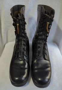 VTG 1969 Black Leather Mens Military Zip Up Combat Boots RARE! PJ 8-69 Boots 10N - Picture 1 of 12