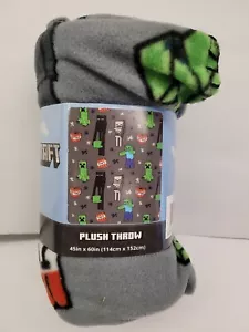 MINECRAFT KID MIĘKKI CIEPŁY 45"X60" PLUSZOWY POLAR NARZUTA 100% ORYGINALNY - Zdjęcie 1 z 2