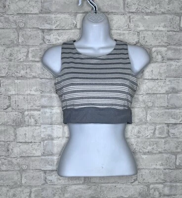 Спортивный бюстгальтер Athleta Criss Cross Racerback с ремешками серый с белыми полосками размер маленький - Изображение 1 из 4