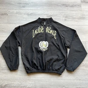 Vintage Star on the Beach Pullover One Sz Black Fort LAUNDERDALE Florida 1/4 Zip - Picture 1 of 8