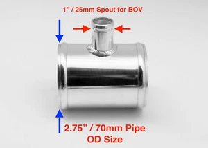 Autobahn88 Alloy BOV TEE Pipe, 70mm / 2.75inch Pipe to Blow Off Valve 25mm / 1" - Picture 1 of 5