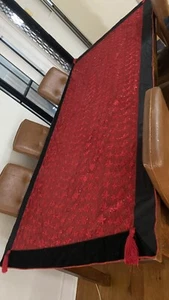 Nwt Red Pattern Lace Velvet Trim FABRIC TABLECLOTH TABLE COVER DECOR 82” X 40” - Picture 1 of 4