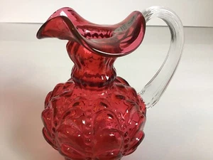 Vintage Fenton Country Cranberry Handblown Glass Pitcher - Picture 1 of 7
