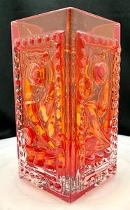 MCM JOSEF SCHOTT OF SMALADSHYTTAN ARANCIONE RILIEVO ARTE VASO VETRO 5,6" c1965 vg - Foto 1 di 10