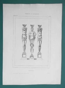 CARYATIDS Renaissance Male Female Figures - 2x 1857 Etching Prints - Picture 1 of 3