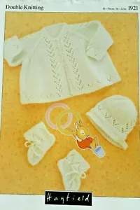 Hayfield 1921 BABY Matinee Coat Bonnet Booties 4pg Double Knitting leaflet GB - Picture 1 of 3
