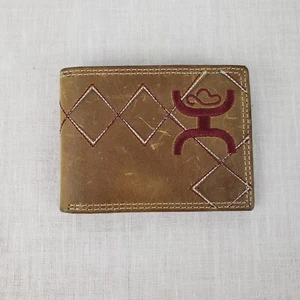 Hooey bestickte Bi-Fold Geldbörse braun Leder Herren Western - Bild 1 von 7