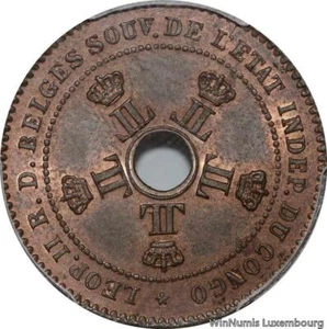 P5994 Rare Congo Belgian 2 Centimes Leopold II 1888 NGC MS64 -> Make Offer - Picture 1 of 3