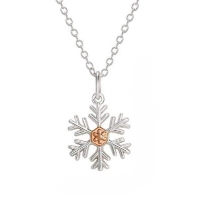Disney Frozen Sterling Silver 14kt Gold Plated Snowflake Pendant, 16" + 2" Chain - Image 1 of 4