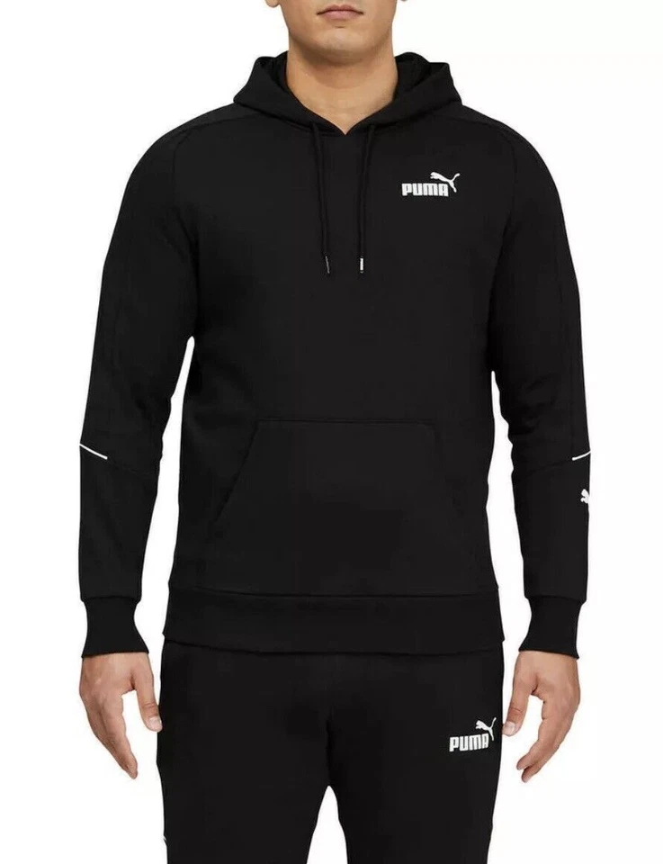 Men's Puma Black White Pipe Sports Hoodie Size Medium
