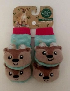 Calcetines para cachorros de cola de vacaciones cerca y ciervo - pequeños - nuevos con etiquetas - Imagen 1 de 7