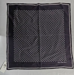 100% SILK Lauren Ralph Lauren Polka Dot Print Women Scarf Square 22″ X 22″ NEW - Picture 1 of 4