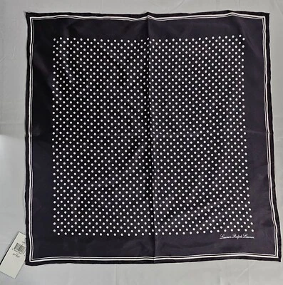 100% SILK Lauren Ralph Lauren Polka Dot Print Women Scarf Square 22″ X 22″ NEW - Image 1 of 4