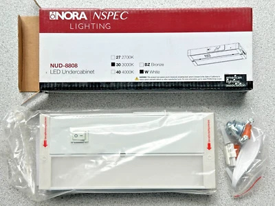 NEW NORA LIGHTING NUD-8808 8" LED UNDERCABINET LIGHT 3000K Dimmable 900 Lumen