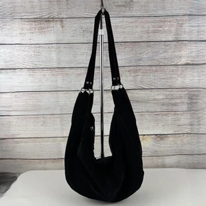 Free People Roma Suede Tote Bag Slouchy Hobo Shoulder Purse Black - Foto 1 di 16
