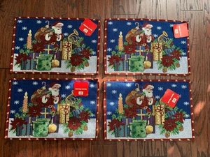 Set Of 4 Christmas Santa Tapestry Placemats New w/tags Table Party - Picture 1 of 12