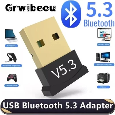 USB Bluetooth Dongle 5.3 Adapter PC Laptop Wireless Speakers For Windows 10 11 - Image 1 of 4